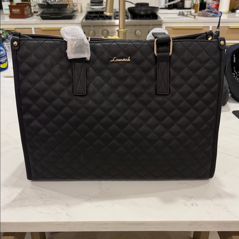 Black Quilted Tote Bag - Great for Work!